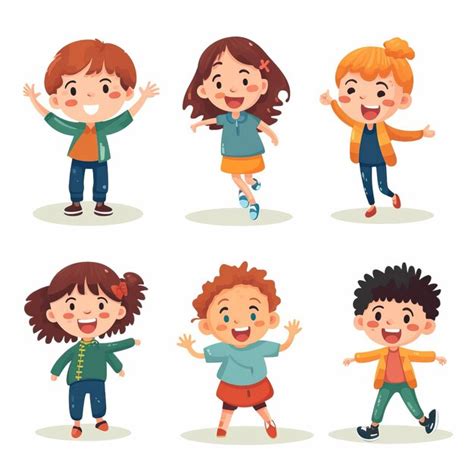 Premium Photo | Flat Design Vector Joyful Kids On White Background