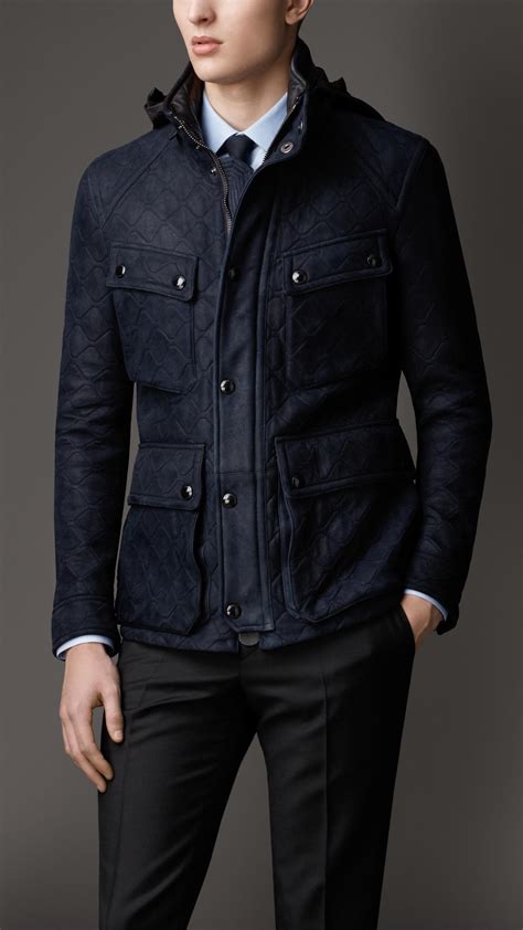 Lyst Burberry Quilted Suede Field Jacket In Blue For Men