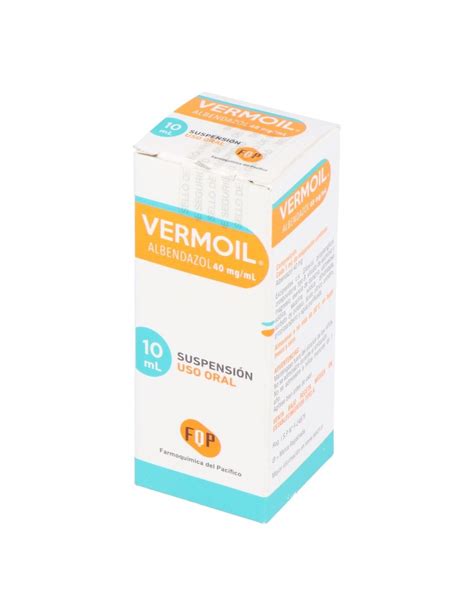 ALBENDAZOL VERMOIL 40 MG ML SUSPENSIÓN ORAL 10 ML FARMOQUÍMICA DEL PACIFICO