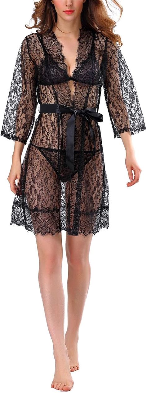 Kissria Sexy Robes Women S See Through Lace Baby Doll Lingerie Chemise