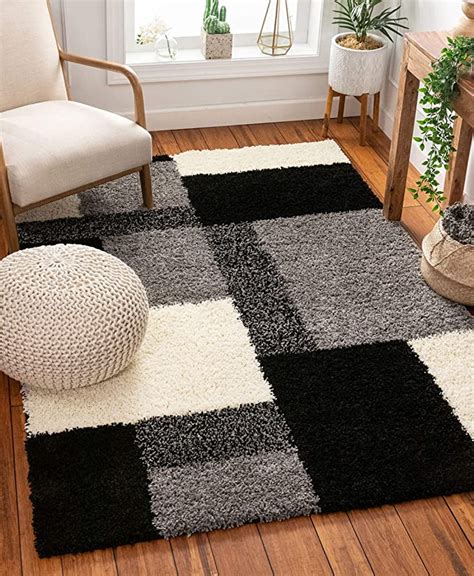 Amazon Ruglots Modern Shag Geometric X X Area Rug