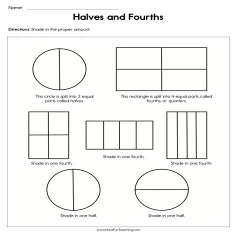 Halves And Fourths Worksheet By Teach Simple