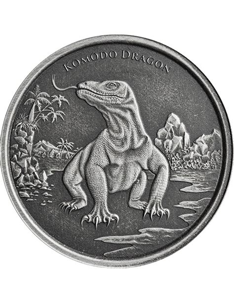 DRAGO DI KOMODO Antica Moneta Argento 1 Oz 2 Tokelau 2022