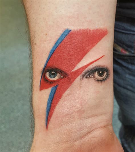 David Bowie Tattoo Ziggy Stardust Lightning And Eyes Tattoo On The