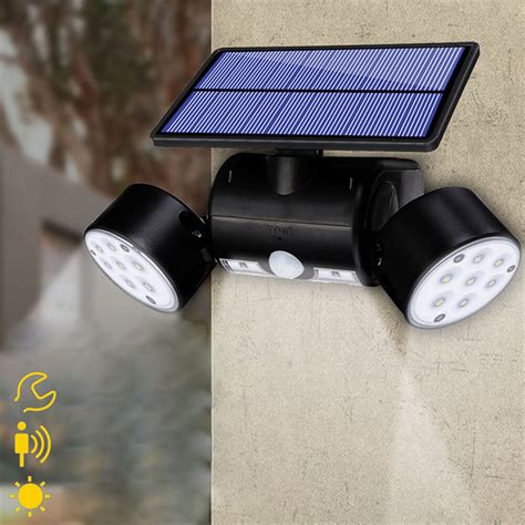 New Dual Head LED Solar PIR Motion Sensor Security Light Spotlight ...