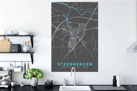 Muurstickers Steenbergen Plattegrond Kaart Stadskaart X