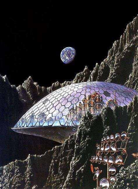 Moon Colony by Tim White. #MoonColony #TimWhite | 70s sci fi art, Sci ...