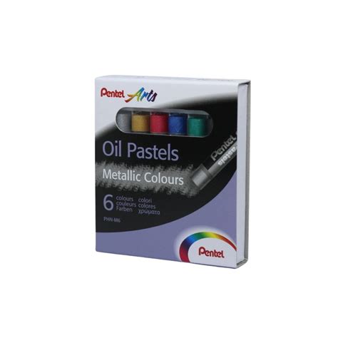 Giz Pastel Oleoso 6 Cores Metalicas Pentel PHN M6