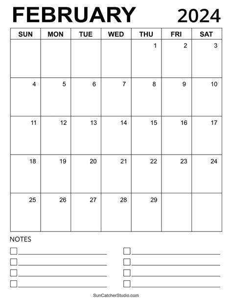 February 2024 Calendar Free Printable DIY Projects Patterns