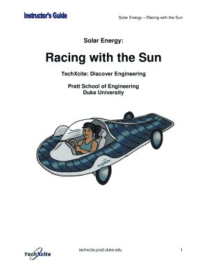 Fillable Online Techxcite Pratt Duke Solar Energy Racing With The Sun