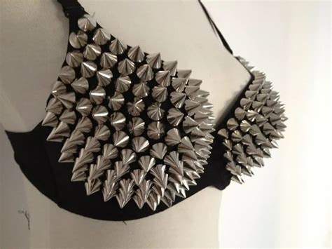 Silver Metal Studded Bra For Women High End Metal Spike Bra Etsy