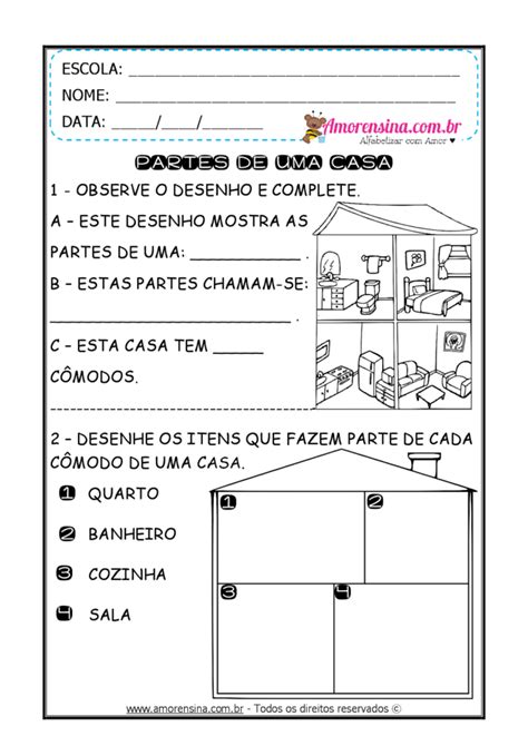 Atividades De Geografia AlfabetizaÇÃo Partes De Uma Casa Bncc