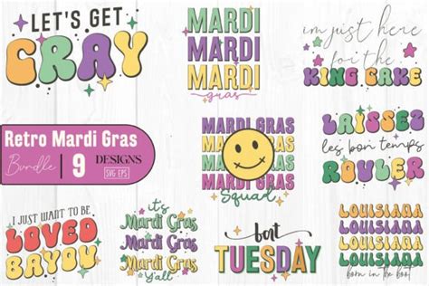 Retro Mardi Gras Quotes Svg Bundle Graphic By Svg Box · Creative Fabrica