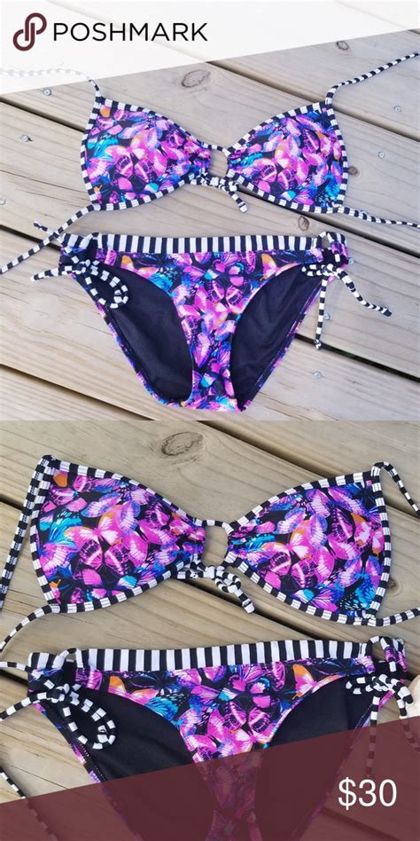 Piece Butterfly Bikini Really Cute Butterfly Print And Black And