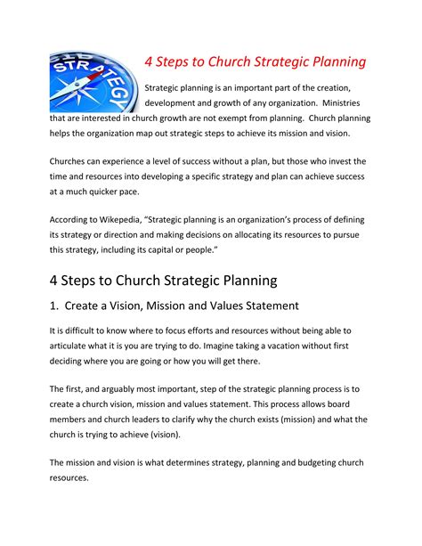 Sample Strategic Plan For Church Ministry Churchgists