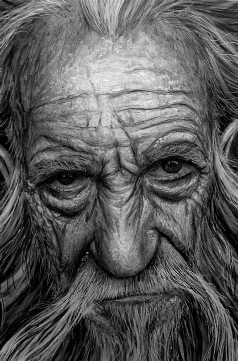 A Drawing Of An Old Man With Long Hair And Beard