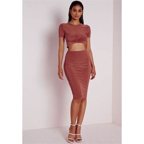 Missguided Bodycon Slinky Midi Skirt Terracotta Skirts Fashion Midi