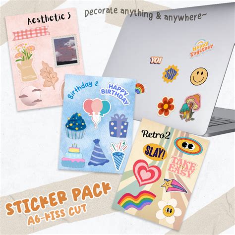 Jual Sticker Pack A Kiss Cut Cetak Stiker Sheet Template Aesthetic