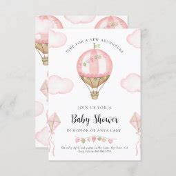 Pink Hot Air Balloon Baby Shower Invitation Girl Zazzle