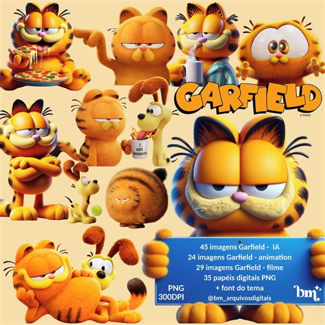 Kit Digital Garfield Elo7 Produtos Especiais