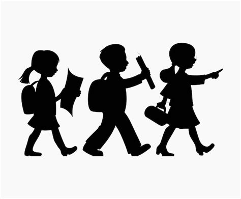 Vector silhouette of school kids back to school illustration template | Premium AI-generated vector