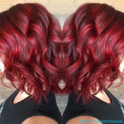 Fiery Red With Red Violet Shadow Root Vibrant Red Bright Red Ombre