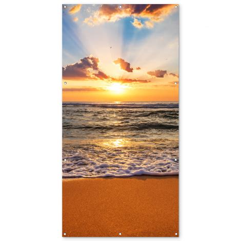 Tuinposter Strand Zee Nederland Duinen Zon Liggend Nu Bij