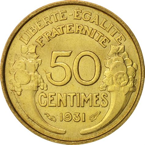 39753 Coin France Morlon 50 Centimes 1931 MS Aluminum Bronze