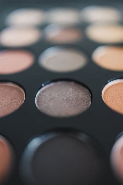 Cosmetics And Beauty Close Up Of Eyeshadow Palette With Neutral Nude Tones And Shallow Depth Of