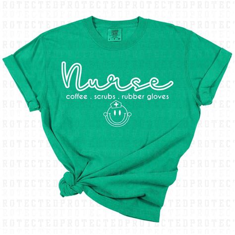 Nurse Coffee Scrubs Rubber Gloves Single Color Dtf Transfer Kai Rae Transfers