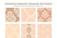 Nude Damask Patterns Wedding Seamless Digital Papers