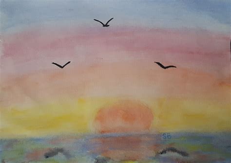 Sunrise over the ocean | All art, Painting, Art