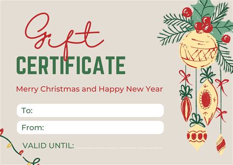 Christmas Gift Certificate Templates Free Printable