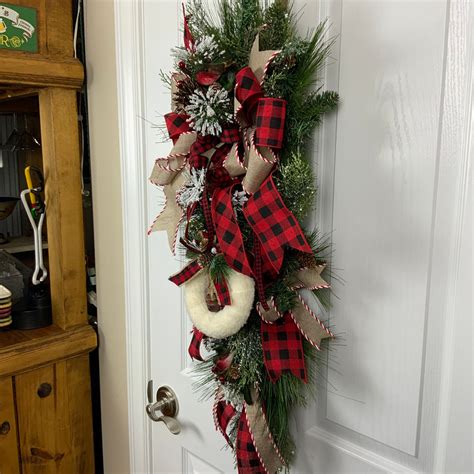 Buffalo Plaid Front Door Swag For Your Holiday Decor Rustic Etsy