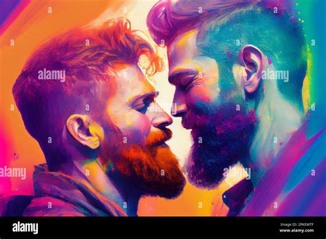 Un portrait passionné de deux hommes gay sur le point de baiser capturant l amour et l