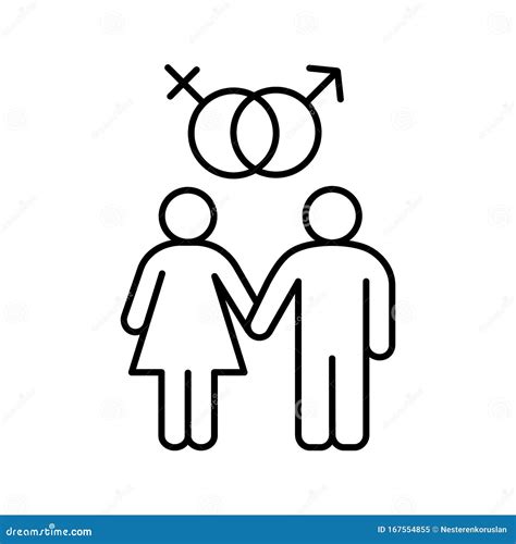 Heterosexual Couple Linear Icon Stock Vector Illustration Of Date