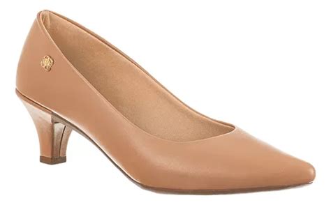 Scarpin Feminino Nude Sapato Bico Fino Salto Baixo Macio MercadoLivre