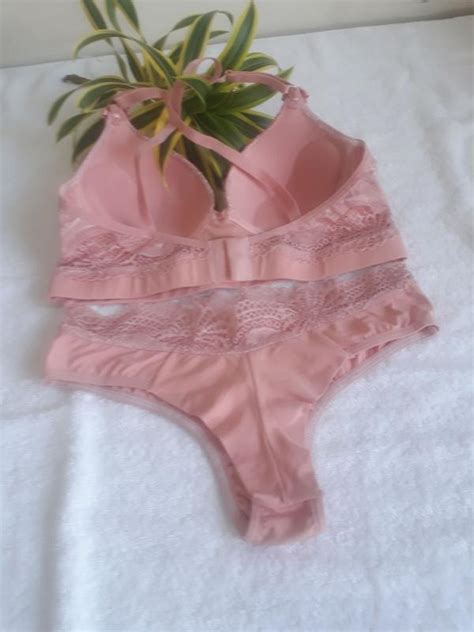 Conjunto Calcinha e sutiã fio duplo cor Romance Vitoria Lingerie Conjunto de Lingerie