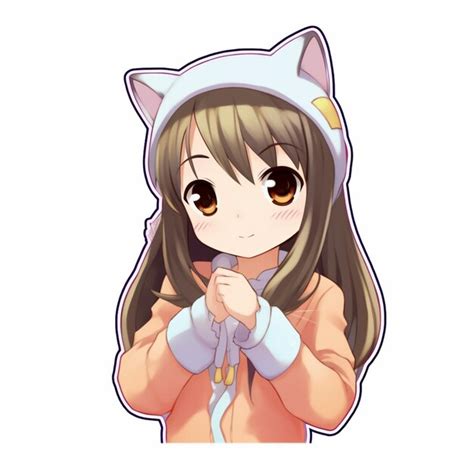 Premium Photo Anime Girl With Cat Ears And A Hoodie Generative Ai