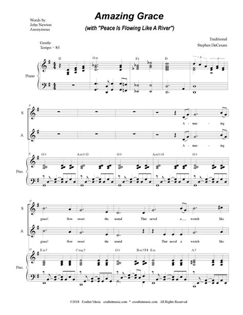 Amazing Grace With Peace Is Flowing Like A River Vocal Quartet Satb Arr Stephen