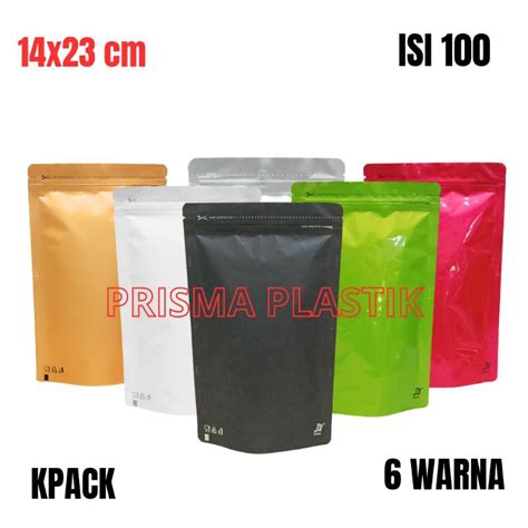 Jual ISI 100 PCS STANDING POUCH WARNA 14X23 CM STAND POUCH PLASTIK