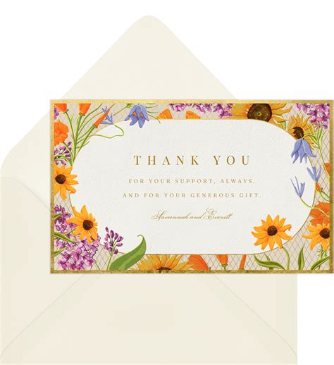 Elegant Wildflowers Thank You Notes In Pink Greenvelope