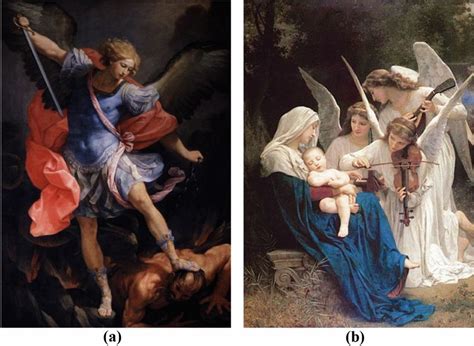 Examples of artwork depicting Greek angels and myths. a “The Archangel ...