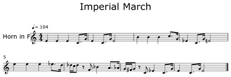 Imperial March Sheet Music For Horn In F