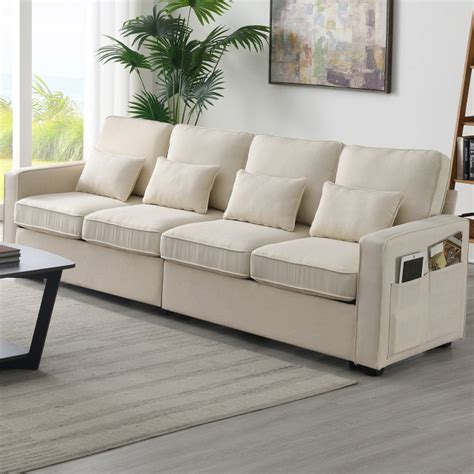 Gewnee 4 Seater Modern Linen Fabric Sofa Transitional Sectional Sofas By Gewnee Inc Houzz