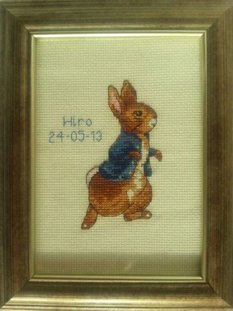 Peter Rabbit Cross Stitch With Name And Date Of Birth Added For A Small