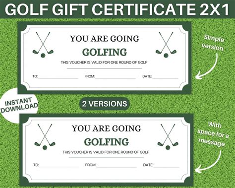 Golf T Certificate Printable Golfing Trip Voucher Editable Golf