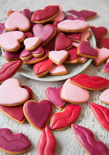 Premium Photo Decorated Heart Shaped Cookies On White