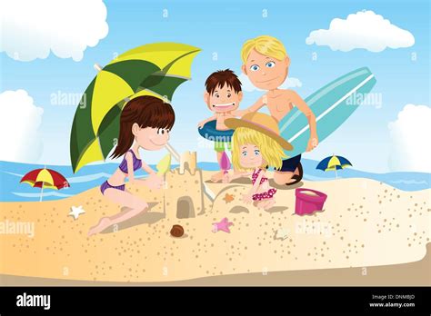 Una Ilustraci N Vectorial De Una Familia Pasar Las Vacaciones En La