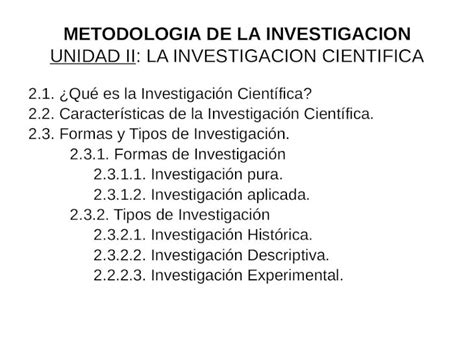 Pptx Metodologia De La Investigacion Unidad Ii La Investigacion